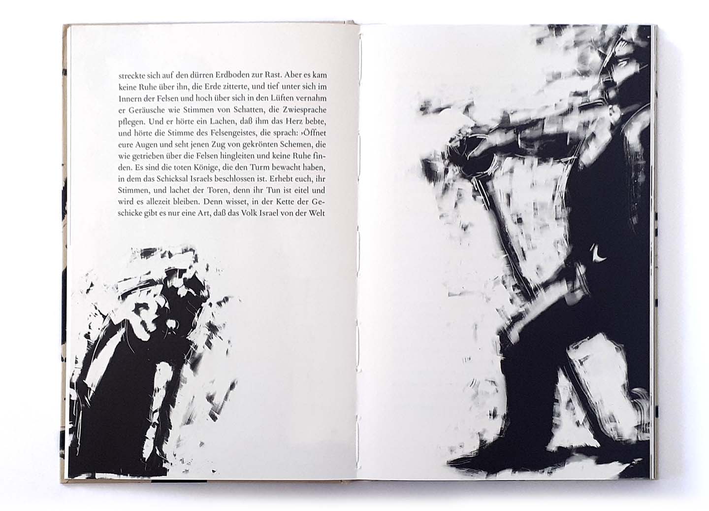 illustrated book spread standing king and old man