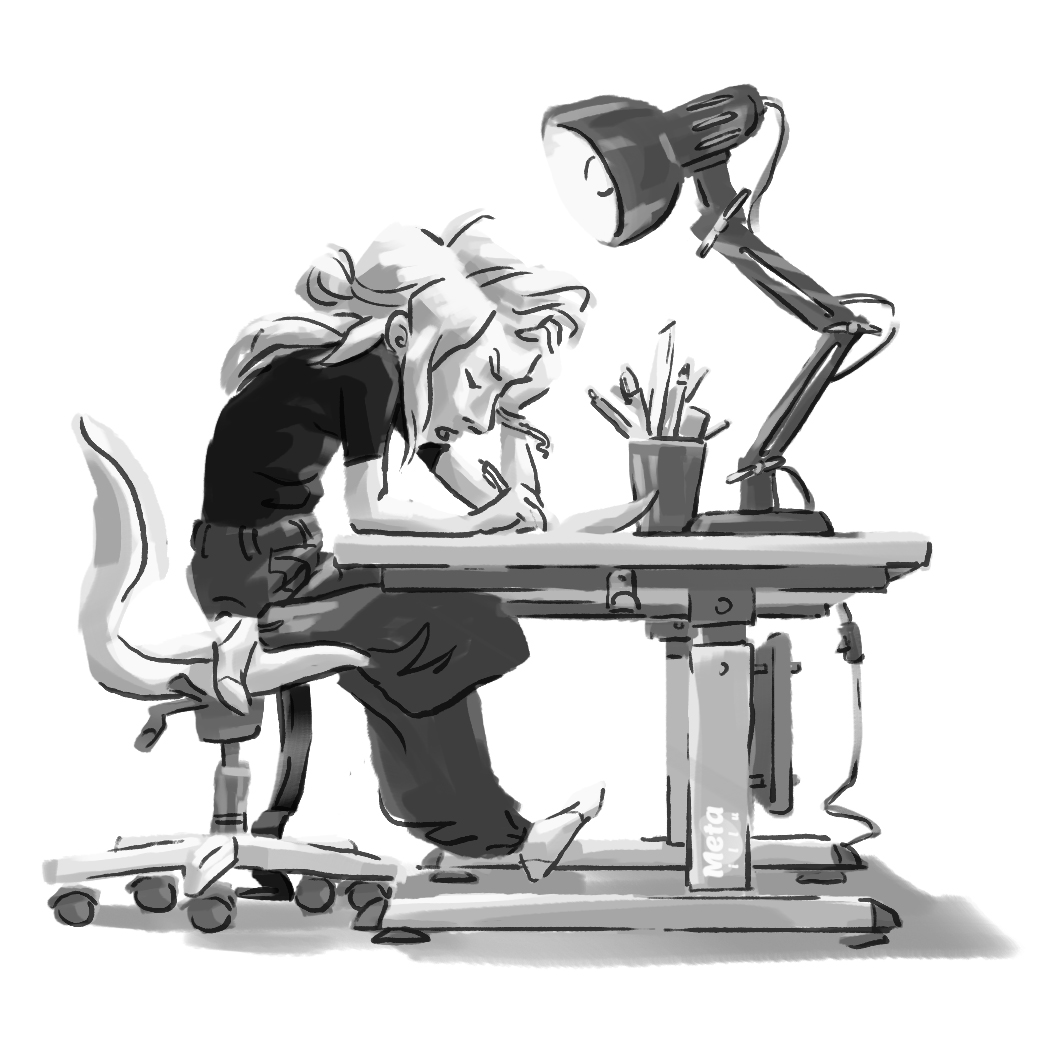 illustration of stressed out girl at desk